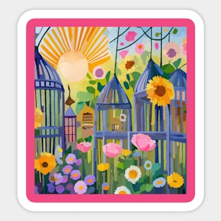 Watercolor flowers within zoo Sticker